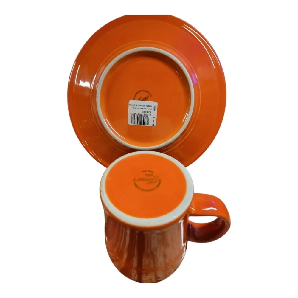 Fiesta Halloween Spooky Glowing Pumpkin Tapered Mug and Luncheon Plate Set